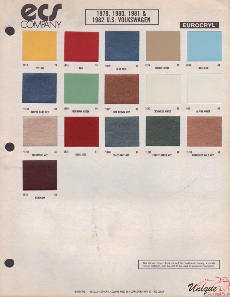 1979 Volkswagen Paint Charts ECS 1